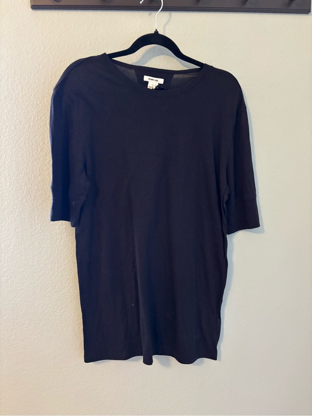 Helmut Lang black basic pima cotton/modal tee in Medium